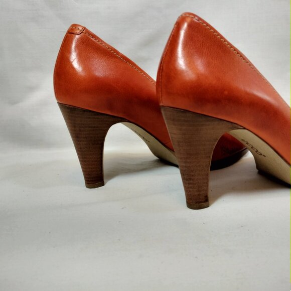 ECCO Burnt Orange Leather Peep-Toe Pumps - Picture 4 of 6